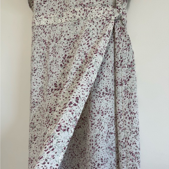 Lovestitch Erina Cream and Purple Floral High-Low Ruffled Wrap Sundress - Picture 5 of 15